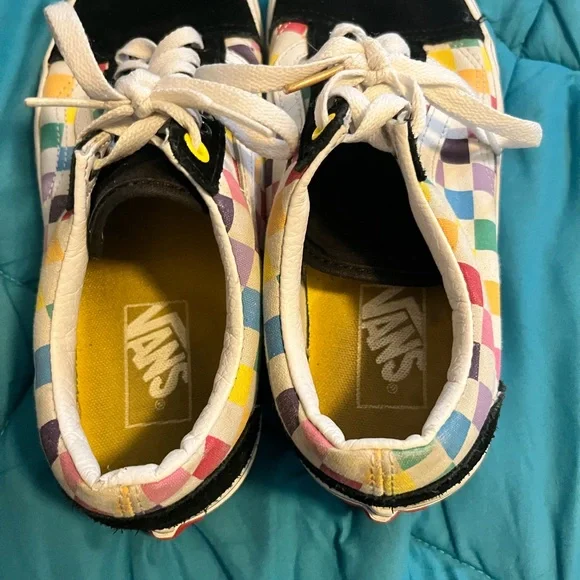 Colorful Checkered vans size W8 M6.5 - Picture 3 of 5